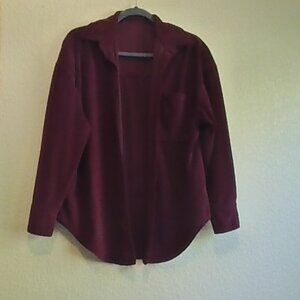 Burgundy Corduroy Button Down Long Sleeve TShirt